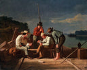In a Quandary, Or Mississippi Raftsmen at Cards by George Caleb Bingham — hand-painted animal oil painting reproduction on canvas