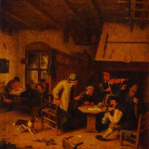 In a Tavern by Adriaen van Ostade — Oil Painting Reproduction