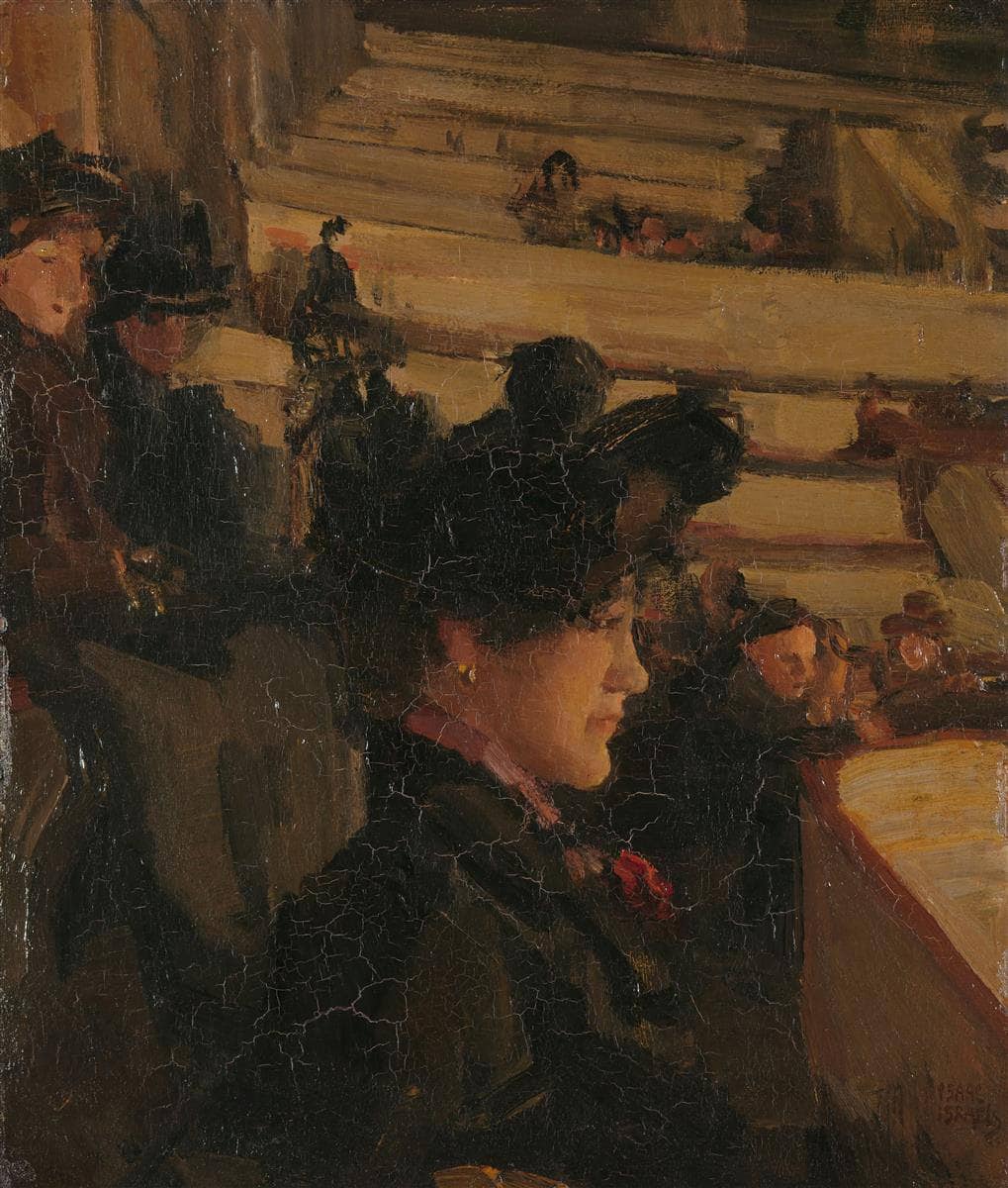 In the theatre by Isaac Israels — hand-painted portrait oil painting reproduction on canvas