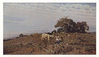 In pasture, shepherds with flock of sheep by Michele Cammarano — hand-painted landscape oil painting reproduction on canvas