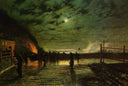 In Peril (The Harbour Flare) by John Atkinson Grimshaw — hand-painted landscape oil painting reproduction on canvas