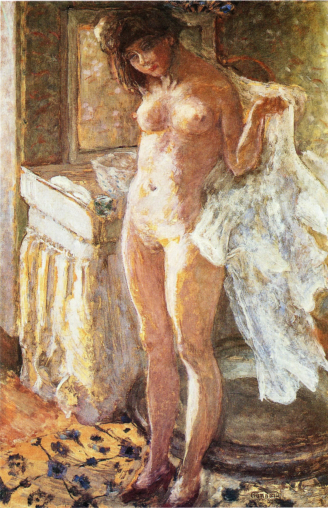 In the Bathroom by Pierre Bonnard — hand-painted portrait oil painting reproduction on canvas
