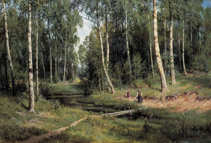 In The Birch Tree Forest by Ivan Shishkin — hand-painted botanical oil painting reproduction on canvas