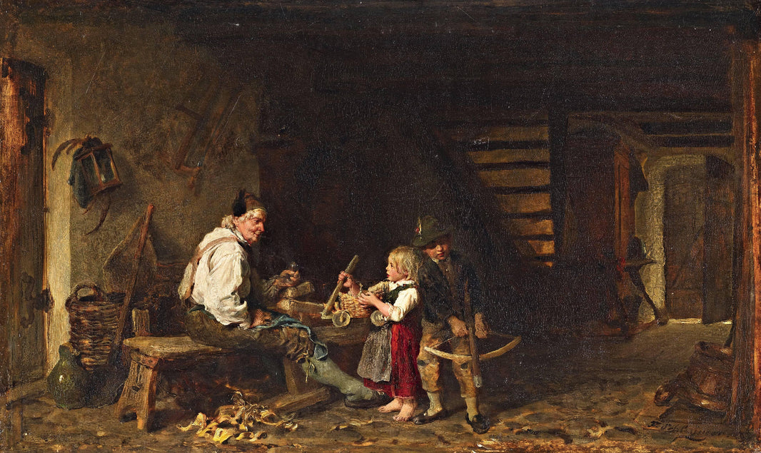 In the carpenter's workshop by Felix Schlesinger — hand-painted still oil painting reproduction on canvas