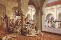 In the courtyard of a mosque by Gustavo Simoni — hand-painted architectural oil painting reproduction on canvas