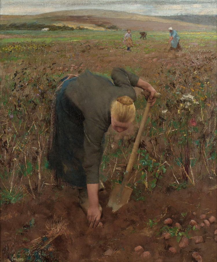 In the fields in Dannes, Pas de Calais (Gathering potatoes) - George Clausen