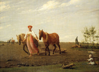 In the Fields. Spring by Alexey Venetsianov — hand-painted animal oil painting reproduction on canvas