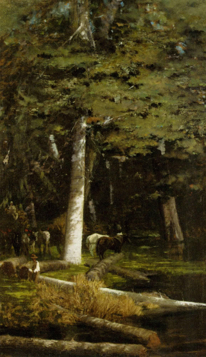 In the Forest by Giuseppe de Nittis — hand-painted botanical oil painting reproduction on canvas
