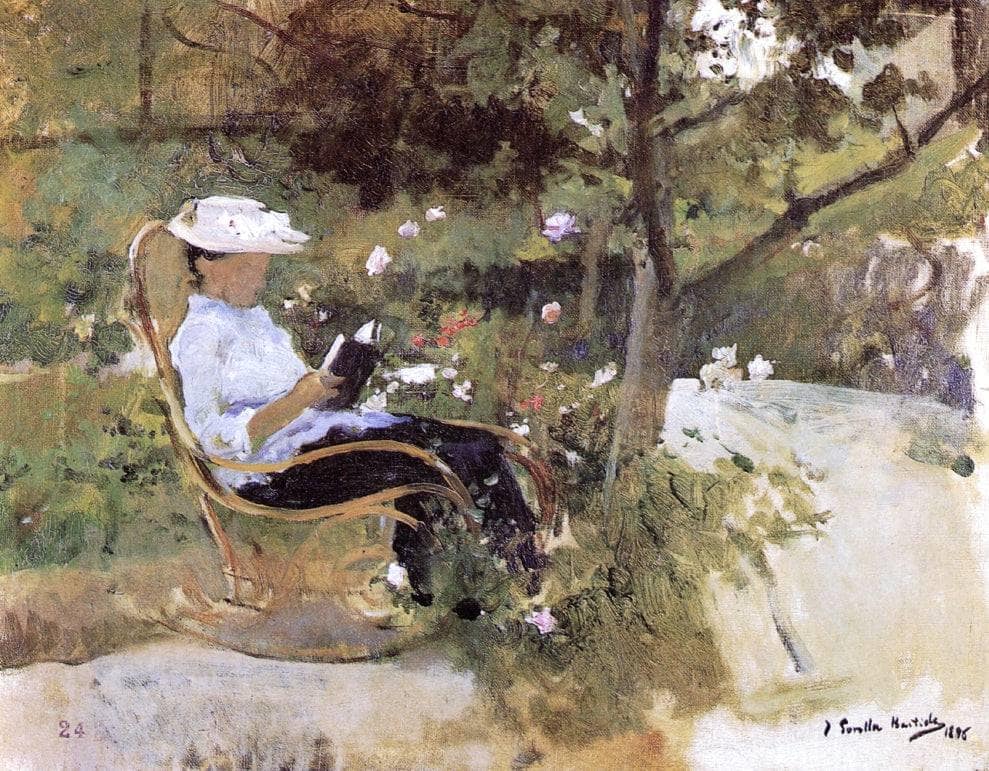 In the Garden by Joaquín Sorolla — hand-painted botanical oil painting reproduction on canvas