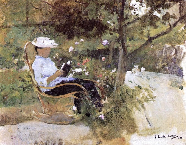 In the Garden by Joaquín Sorolla — hand-painted botanical oil painting reproduction on canvas