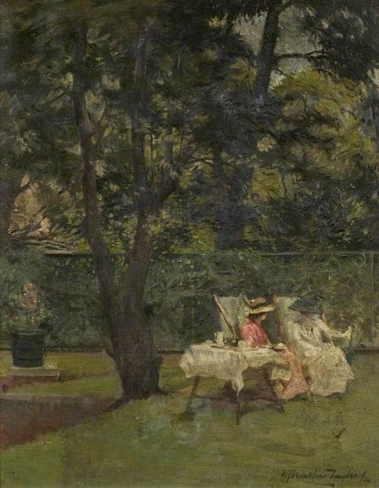 In the garden by Albert Chevallier Tayler — hand-painted landscape oil painting reproduction on canvas