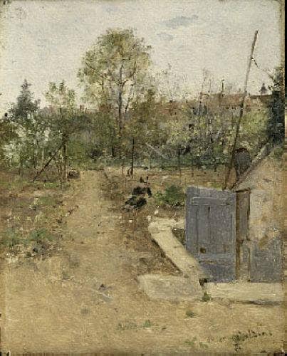 In the garden by Giovanni Boldini — hand-painted architectural oil painting reproduction on canvas