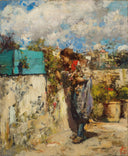In the Garden by Vincenzo Irolli — hand-painted landscape oil painting reproduction on canvas