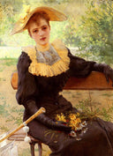 In the garden by Vittorio Matteo Corcos — hand-painted botanical oil painting reproduction on canvas