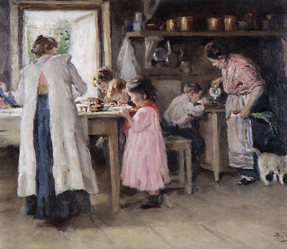 In the Kitchen by Vladimir Makovsky — hand-painted portrait oil painting reproduction on canvas