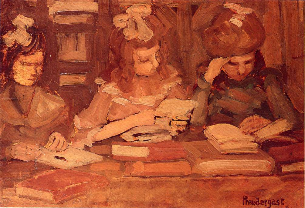 In the Library (also known as Three School Girls) - Maurice Prendergast