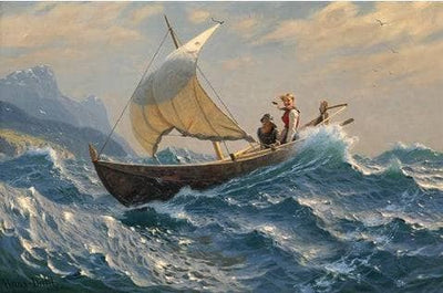 In the middle of the Fiord by Hans Dahl — oil painting reproduction