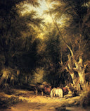In The New Forest by William Shayer — hand-painted animal oil painting reproduction on canvas