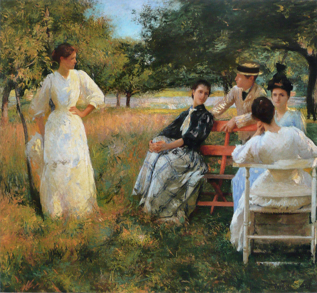 In the Orchard by Edmund Charles Tarbell — hand-painted botanical oil painting reproduction on canvas