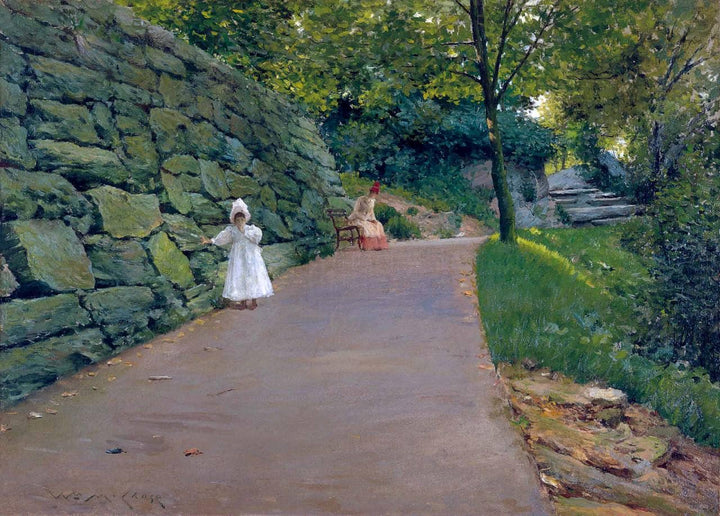 In the Park - a By-Path by William Merritt Chase — hand-painted botanical oil painting reproduction on canvas