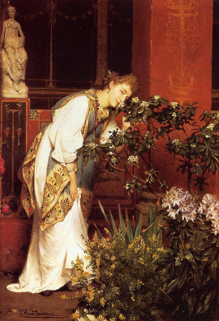 In the Peristyle by Sir Lawrence Alma-Tadema — hand-painted portrait oil painting reproduction on canvas