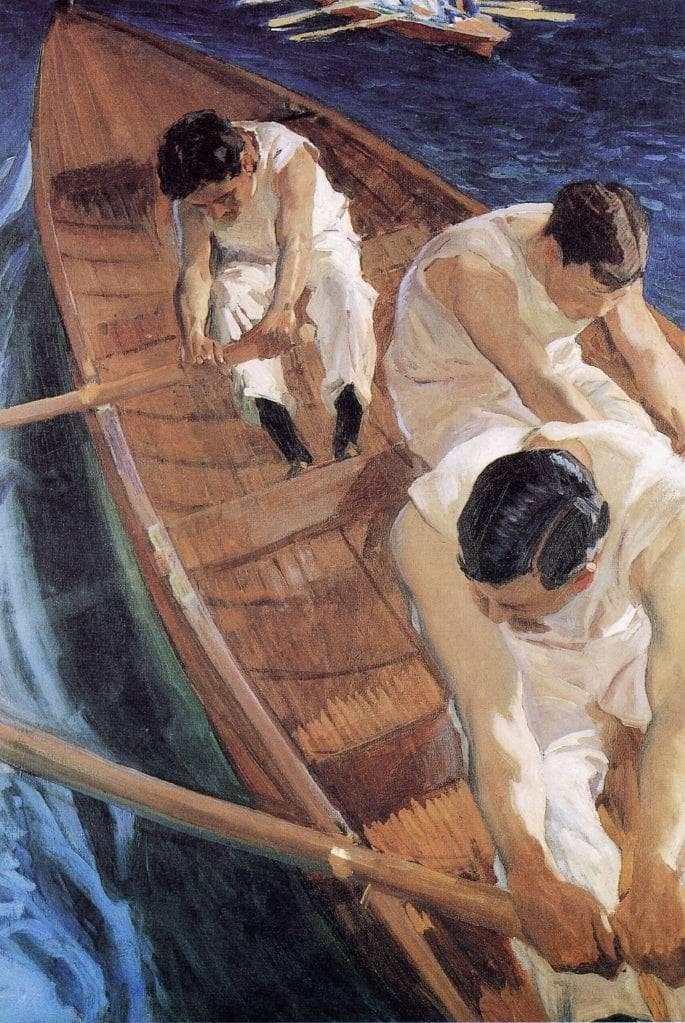 In the Racing Shell by Joaquín Sorolla — hand-painted nautical oil painting reproduction on canvas