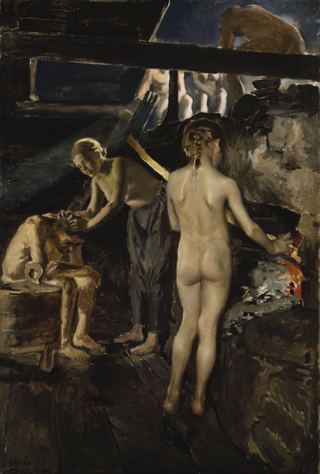 In the Sauna by Akseli Gallen-Kallela — hand-painted cultural oil painting reproduction on canvas