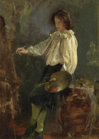 In the Studio (a Painter and the Easel) by Ludwig Knaus — hand-painted portrait oil painting reproduction on canvas