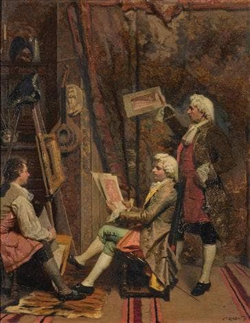 In the Studio by Charles Giron — oil painting reproduction