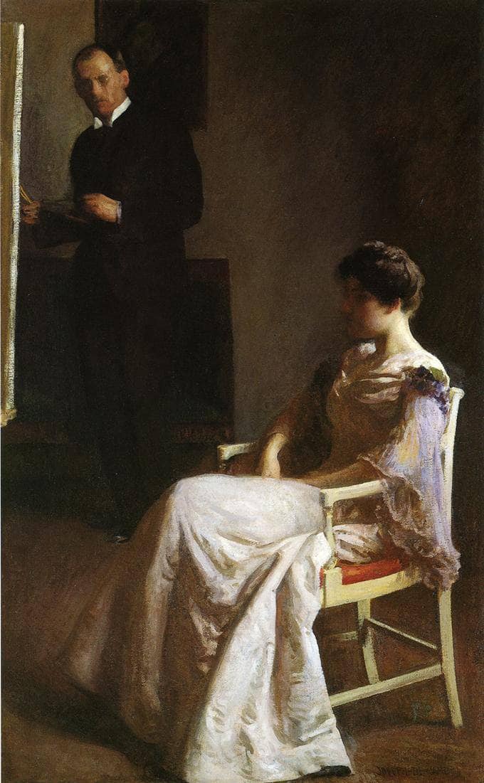 In the Studio by Joseph DeCamp — hand-painted portrait oil painting reproduction on canvas