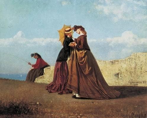 In the sun by Vincenzo Cabianca — hand-painted portrait oil painting reproduction on canvas