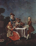 In The Vegetable Garden At The River Mouth by Pietro Longhi — group oil painting wall art, Rococo