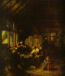 In the Village Inn by Adriaen van Ostade — hand-painted genre oil painting reproduction on canvas