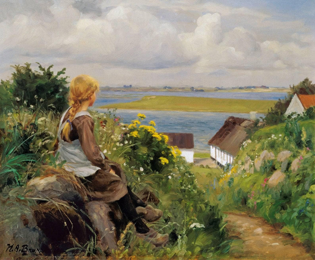 In Thought by Hans Andersen Brendekilde — hand-painted landscape oil painting reproduction on canvas