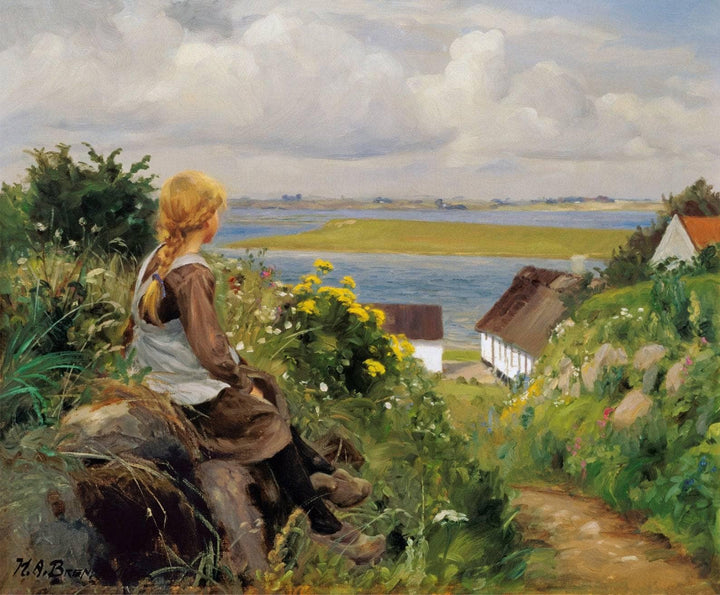 In Thought by Hans Andersen Brendekilde — hand-painted landscape oil painting reproduction on canvas