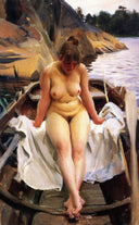 In Werner's Rowing Boat by Anders Zorn — hand-painted portrait oil painting reproduction on canvas