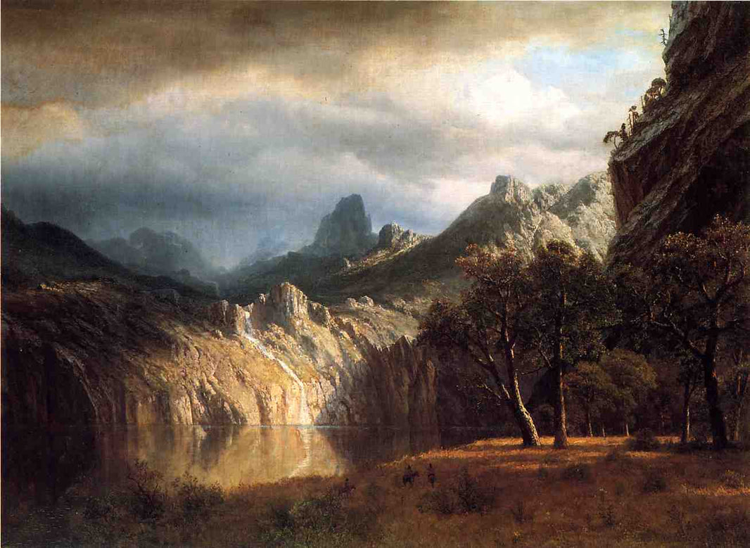 In Western Mountains by Albert Bierstadt — hand-painted botanical oil painting reproduction on canvas