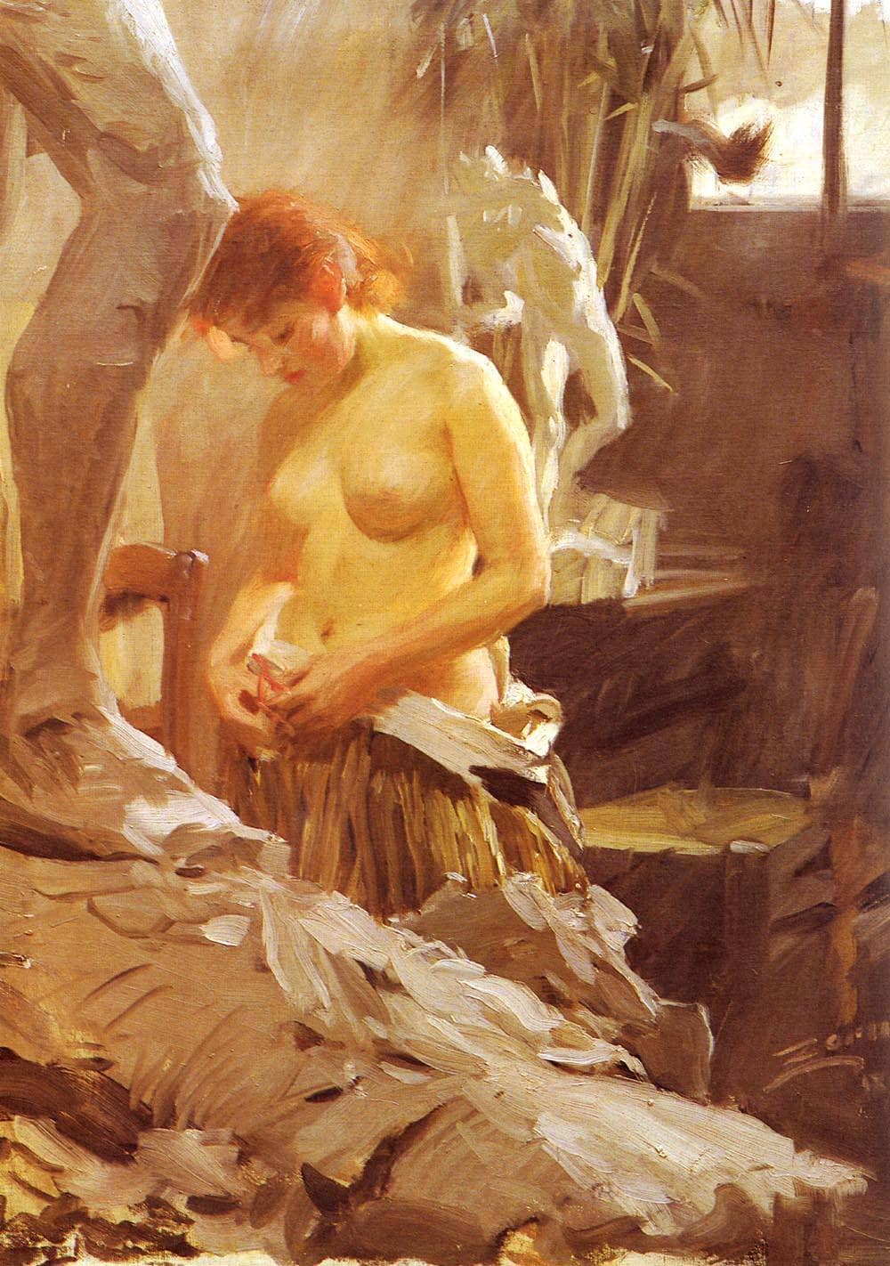 In Wikstrom Studio by Anders Zorn — hand-painted cultural oil painting reproduction on canvas