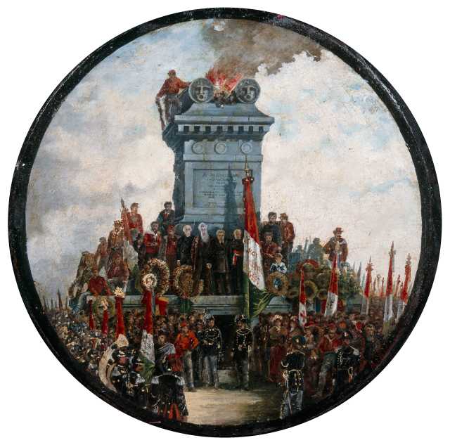 Inauguration of the monument to the fallen in the battle of Mentana by Michele Cammarano — hand-painted architectural oil painting reproduction on canvas