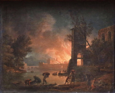 Incendie Nocturne. by Claude-Joseph Vernet — oil painting reproduction