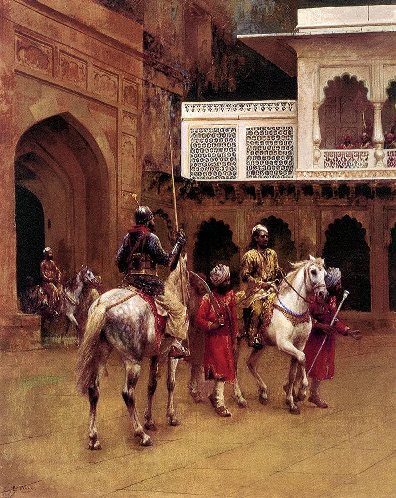 Indian Prince, Palace Of Agra by Edwin Lord Weeks — hand-painted animal oil painting reproduction on canvas