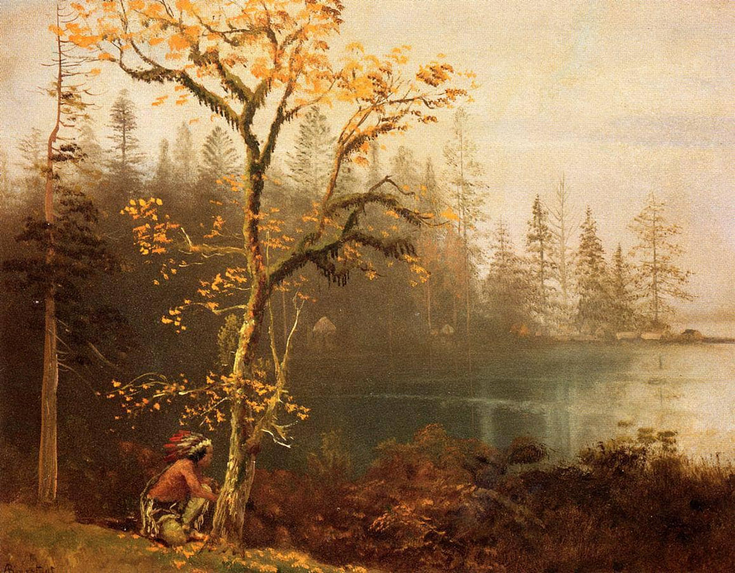 Indian Scout by Albert Bierstadt — hand-painted botanical oil painting reproduction on canvas