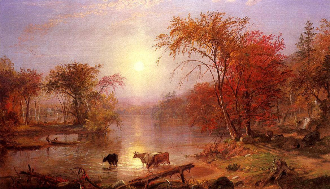 Indian Summer Hudson River by Albert Bierstadt — hand-painted animal oil painting reproduction on canvas