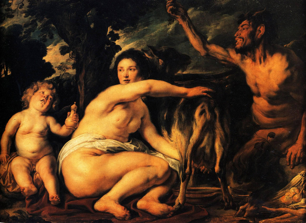 Infant Jupiter Fed by the Goat Amalthea by Jacob Jordaens — hand-painted animal oil painting reproduction on canvas