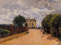Inn at East Molesey with Hampton Court Bridge by Alfred Sisley — hand-painted architectural oil painting reproduction on canvas