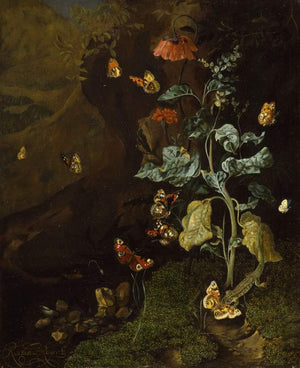 Insects and a Lizard in a Wood - Rachel Ruysch