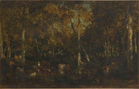 Inside the forest grove at Vieux Dormoir du Bas-Bréau (Fontainebleau forest) by Theodore Rousseau — hand-painted botanical oil painting reproduction on canvas