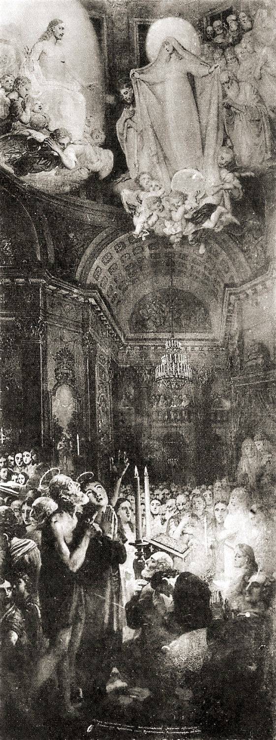 Intercession of the Blessed Virgin Mary by Vladimir Borovikovsky, hand-painted cultural oil painting reproduction on canvas