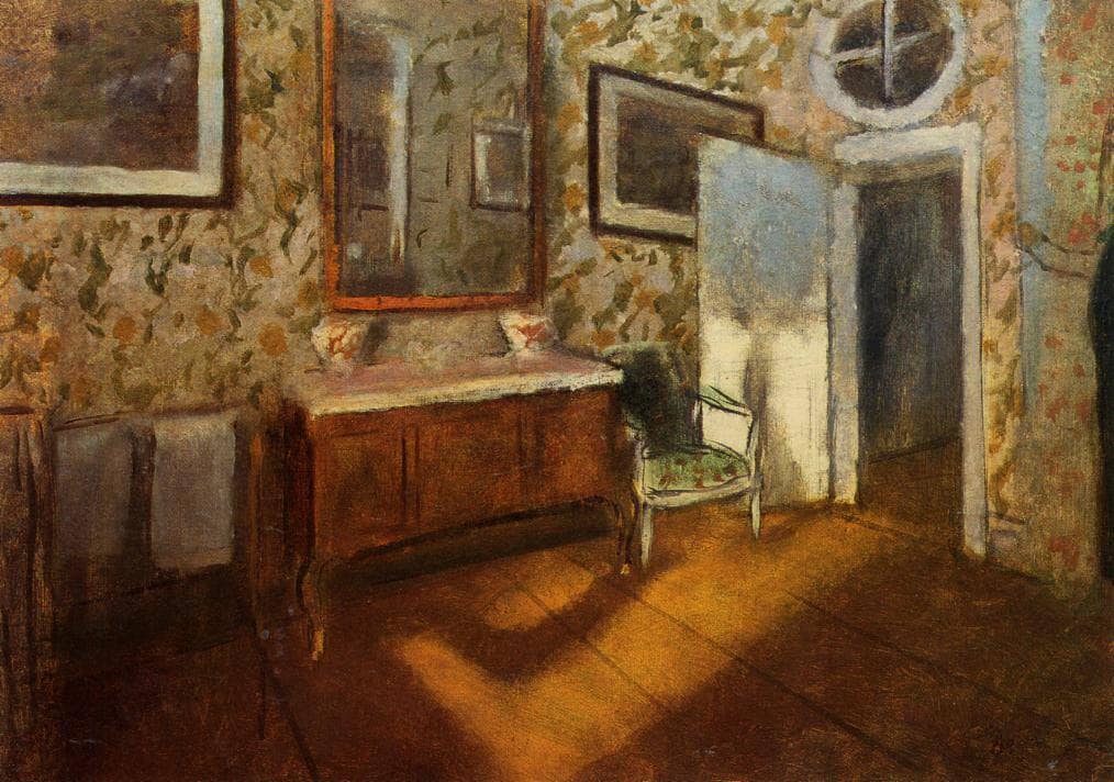 Interior at Menil-Hubert by Edgar Degas — hand-painted architectural oil painting reproduction on canvas