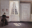 Interior from Strandgade with Sunlight on the Floor by Vilhelm Hammershoi — hand-painted architectural oil painting reproduction on canvas
